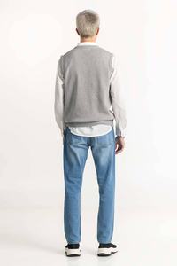 Pull sans manches col en V pour homme, motif jacquard, tricoté avec lettres, pull d'hiver à col rond, tricot personnalisé - Product Image 5