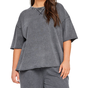 T-shirt femme délavé à l'acide, coupe oversize vintage, streetwear, jersey de coton, mode décontractée, logo personnalisé, OEM, vente en gros - Product Image 3