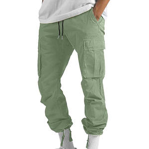 Men's Casual Cargo Pants Button Fly Straight Pattern <b>Canvas</b> Multi Pockets Custom Embroidered Logo Street Wear Fit - Product Image 5