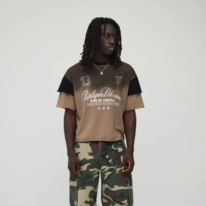 Camiseta holgada de gran tamaño para hombre, estilo boxy con hombros caídos, de algodón grueso, estilo streetwear, informal, de verano. - Product Image 1