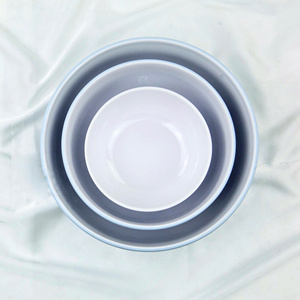 Melamine Soup Dish Blue <b>White</b> Luxury Polished Durable 3pc <b>Set</b> Food Grade Certified Dishwasher Microwave Safe Non-Toxic - Product Image 4