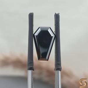 Moissanita Negra Cultivada en Laboratorio, Corte Ataúd, 3.56CT, Piedra Suelta, 12.4x8.1mm, Gema Gótica Alargada - Product Image 1