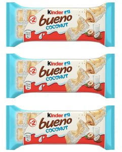 Wholesale Kinderr Bueno <b>Coconut</b> Chocolate 39g Imported Crispy Wafer Snack with <b>Coconut</b> Filling Covered in Smooth Milk Chocolate - Product Image 1