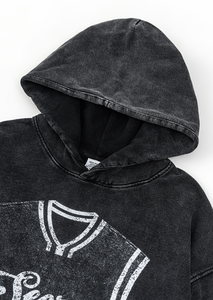 Sudadera con Capucha Extra Grande, Negra, de Algodón French Terry, con Estampado, Bolsillo Frontal, Informal, Unisex, para Otoño - Product Image 5