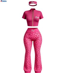 Conjunto Deportivo de Invierno para Mujer con Logotipo Personalizado, Chaqueta con Cierre Completo y Pantalones Acampanados de 2 Piezas con Forro Polar Ecológico - Product Image 3
