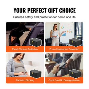 Supporto di blocco del segnale della scatola di Faraday nera per 5 ~ 8 chiavi dell'auto e 2 borse chiave per accessori di sicurezza elettronica automatica - Product Image 6