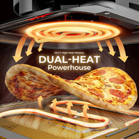 Four à pizza moderne carré avec friteuse à air, 11 fonctions, 2200W, préchauffage, mode déshydratation, capacité 32 ailes, cuisson sans retournement, pour usage domestique