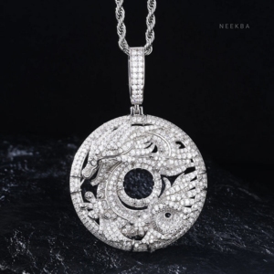 925 <strong>Silver</strong> Moissanite Dragon &amp; <strong>Phoenix</strong> Medallion Pendant, Moissanite Dragon Pendant, Moissanite <strong>Phoenix</strong> Medallion Pendant - Product Image 2