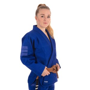 Uniforme de BJJ unisexe bleu, 100% coton, coupe classique, vêtements d'arts martiaux durables, logo frontal personnalisable, design personnalisable - Product Image 5