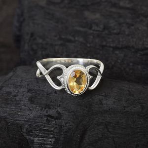 Nuevo anillo de plata de ley 925, delicado y llamativo, con diseño de corazón, citrino ovalado facetado, piedra preciosa natural, joyería fina para boda. - Product Image 2