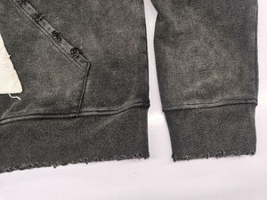 Sweats à capuche zippés personnalisés en coton vieilli vintage 500 g/m² avec patch brodé, coupe oversize, effet délavé, en molleton bouclette français - Product Image 4