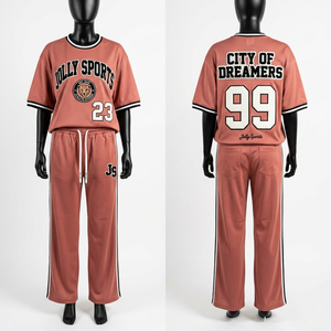 Women premium polyester <b>mesh</b> tracksuit GSM breathable brown black panel striped jersey pant <b>set</b> heat transfer logo Women's <b>Sets</b> - Product Image 5