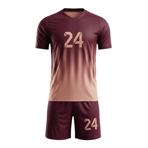 Custom 100% Polyester Sublimation V-neck Full Sleeve Soccer Uniform Brown <b>Slime</b> Drip Football Jersey Shorts <b>Set</b> Elastic Waist - Product Image 6