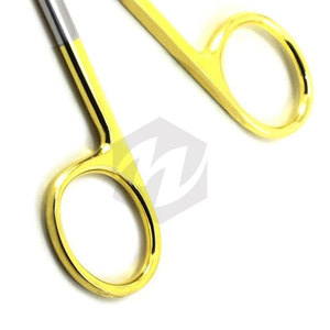 Ciseaux dentaires Goldman Fox droits TC 13 cm en acier inoxydable, instruments chirurgicaux manuels certifiés CE pour usage hospitalier, anneaux dorés - Product Image 5