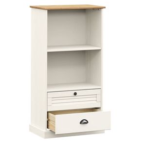 Grande bibliothèque blanche en bois de pin massif, bois d'ingénierie et métal pour armoires de salon - Product Image 5