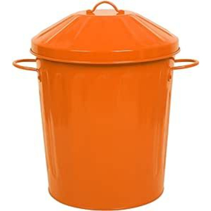 Poubelle en acier galvanisé de qualité supérieure avec couvercle, style vintage, ronde, pour la maison, la cuisine, le bureau, utilisation en intérieur - Product Image 1