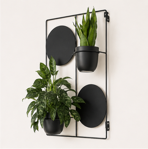 Jardinière murale géométrique moderne en métal, ensemble de pots à fleurs en fer noir mat pour la décoration intérieure, le jardin et le salon - Product Image 5