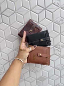 Genuine Leather Men's <b>Wallet</b> <b>RFID</b> Protection Snap Closure Nylon Lining Daily Use Short Size Fashion Brown Cash Credit Card - Product Image 3