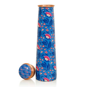 Botella de Agua Metálica Ecológica de Diseño Clásico Azul con Tapa de Cobre, Portátil para Viajes - Product Image 3