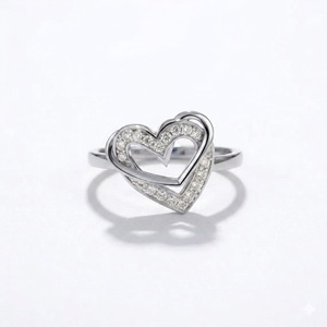 Anillo de Oro de 14K con Doble Corazón Entrelazado Eterno para Mujer, Anillo de Promesa con Diamante Cultivado en Laboratorio de 0.25ct, Joyería Romántica y Delicada - Product Image 2