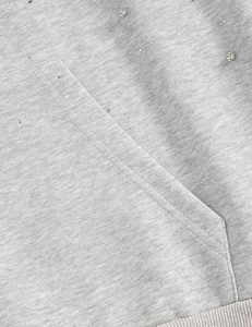 Sweat-shirt à capuche unisexe surdimensionné à motif de points gris, coupe classique, en coton tricoté, décontracté, pour l'automne - Product Image 4