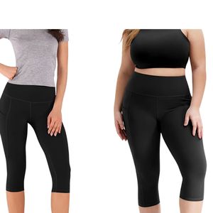 Shorts de yoga capri pour femmes, taille élastique, avec poches, extensibles, respirants, pour la gym, le fitness et l'entraînement, vente en gros personnalisée - Product Image 1