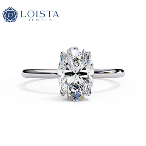 lab grown diamond oval solitaire engagement <b>ring</b> for women gold side stone <b>custom</b> lab created diamond jewelry - Product Image 1