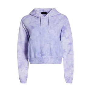 Custom Women Cropped Hoodie Purple <b>Cloud</b> Watercolor Tie Dye Cotton French Terry Pullover Sweatshirt Crop Pastel OEM Wholesale - Product Image 6