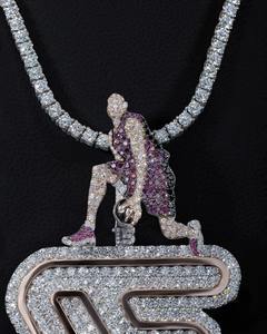 Chaîne cubaine pour homme en argent sterling 925 avec pendentif en moissanite VVS1, fait main, accessoire unique pour homme - Product Image 2