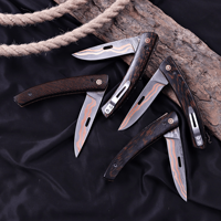 Couteau de cuisine utilitaire UM STEEL en acier Damas forgé à la main, lame de 3 pouces, manche en bois naturel, orientation réglable, finition hautement polie