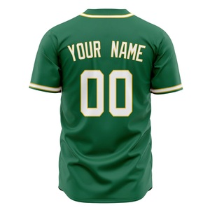 Polyester Mesh Fabric Green Baseball Jersey Men's Short Sleeve Sublimated Team Name Number Moisture Wicking Adult Sports Wear - Product Image 3