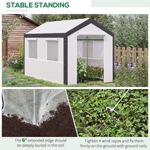Serra Tradizionale a Tunnel 3x2,1m con Finestre Avvolgibili e Porta con Cerniera Bianco/Grigio Scuro - Essenziali per il Giardinaggio - Product Image 6