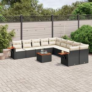 Conjunto de Sofá de Jardín con Reposabrazos Ajustables Grandes, Ratán Sintético Negro, Cómodo y Elegante - Product Image 1