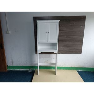 Mobiletto da Bagno in Legno Bianco, Organizzatore Salvaspazio, Mensola per Toilette - Product Image 1