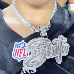 925 Sterling Silver Cuban Link <b>Chain</b> Moissanite Diamond <b>Iced</b> <b>Out</b> Hip Hop Necklace Wholesale - Product Image 1