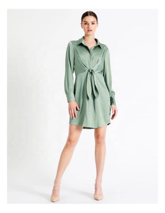 Robe en satin élégante et décontractée au look chic, silhouette ajustable, design évasé, écologique, prête pour l'été - Product Image 6
