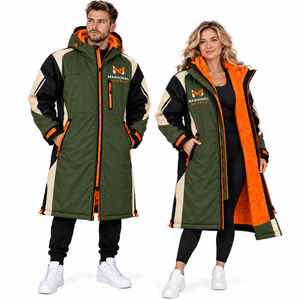 Custom Outdoor Swim Changing Parka Warm Water Repellent Surf <b>Coat</b> Hooded Camping Dry Robe for Swimming Beach & Cold Weather - Product Image 2