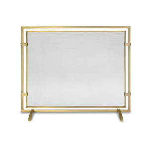 พร้อมจำหน่าย ฉากกั้นเตาผิงแบบพับได้ พร้อมฝาครอบกันประกายไฟลายเส้นสีทอง สำหรับใช้ในบ้าน - Product Image 6