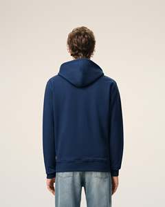 Sweat-shirt à capuche zippé bleu marine pour homme, coupe oversize, en coton French Terry, couleur unie, décontracté, pour l'été, avec poche avant et logo. - Product Image 2