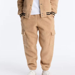OEM Men Plush Sherpa Cargo Trousers Relaxed Fit Winter Fleece Jogger Men's Pants & Trousers Supplier - Product Image 1