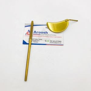 Venta al por mayor media luna extensión de pestañas espejo chapado en oro punta puntiaguda pinzas para cejas Etiqueta Privada herramienta de belleza para artistas - Product Image 5