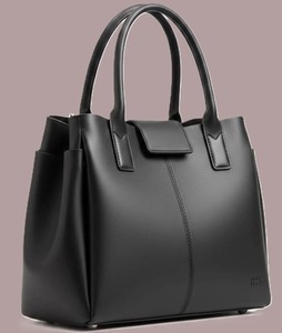 Royaa Structured Leather Tote <b>Bag</b>, Minimalist Black <b>Work</b> Purse, Elegant Everyday Shoulder <b>Bag</b> Handmade Genuine Leather Tote <b>Bag</b> - Product Image 1