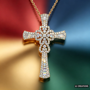 CUSTOM SILVER 10K/14K/18K GOLD PLATED LAB GROWN CVD DIAMOND CLASSIC ENGAGEMENT GIFT SWEATER <b>CHAIN</b> NECKLACE <b>CROSS</b> PENDANT - Product Image 2