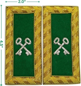 Masonic Knight Templar Grand Secretary Shoulder Boards Gold Bullion Wire – Hand Embroidered (<b>Red</b>, 3.75” x 1.5”) - Product Image 4