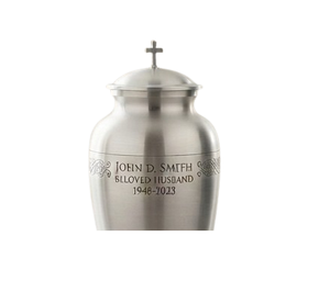 Urna Conmemorativa Plateada Brillante, Urnas Conmemorativas Creativas de Metal, Productos Funerarios para Cenizas Humanas, Artículos de Cremación de la India - Product Image 5