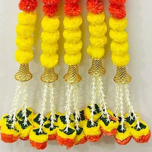 Guirlande de fleurs artificielles en plastique pour décoration de mariage indien traditionnel, clochettes de marguerites écologiques pour intérieur/extérieur, Mehndi - Product Image 1