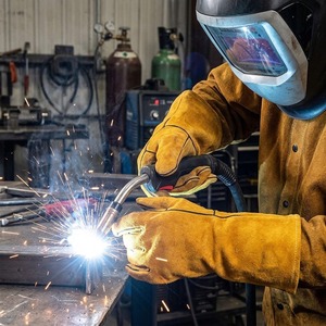 Gants de soudage en cuir de vachette résistant à la chaleur, doublure entièrement en coton, gants de sécurité protecteurs pour la construction - Product Image 4