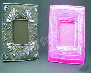 Marco de Fotos con Bordado de Cuentas, Marcos de Fotos de Doble Cara de Vidrio, Marco de Fotos Flotante Transparente de Madera - Product Image 2