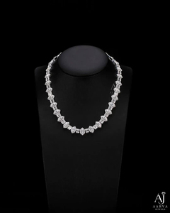 สร้อยคอเทนนิสโมอิสซาไนต์ชุบแพลตตินัมเงินแท้จาก AARVA JEWELS ดีไซน์แบบ Iced Link Chain ทรง Brilliant Cut เหมาะสำหรับงานปาร์ตี้และงานแต่งงาน - Product Image 1