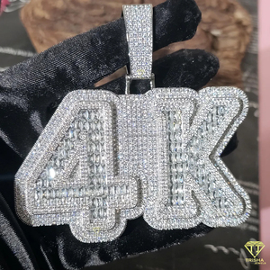 Personalized " 4K " <b>Name</b> Pendant Necklace VVS Moissanite Diamond Rapper <b>Chain</b> Jewelry Gift - Product Image 3